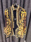 VERSACEE BOROCCO SHIRT IMPORTED HALF SLEEVES GOLD BLACK