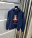 Ralph Lauren Navy Blue Teddy Edition Embroidery Logo Imported Hoodie