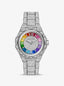 MICHAEL KORSPRIDE Limited-Edition Oversized Raquel Rainbow Pavé Silver-Tone Watch