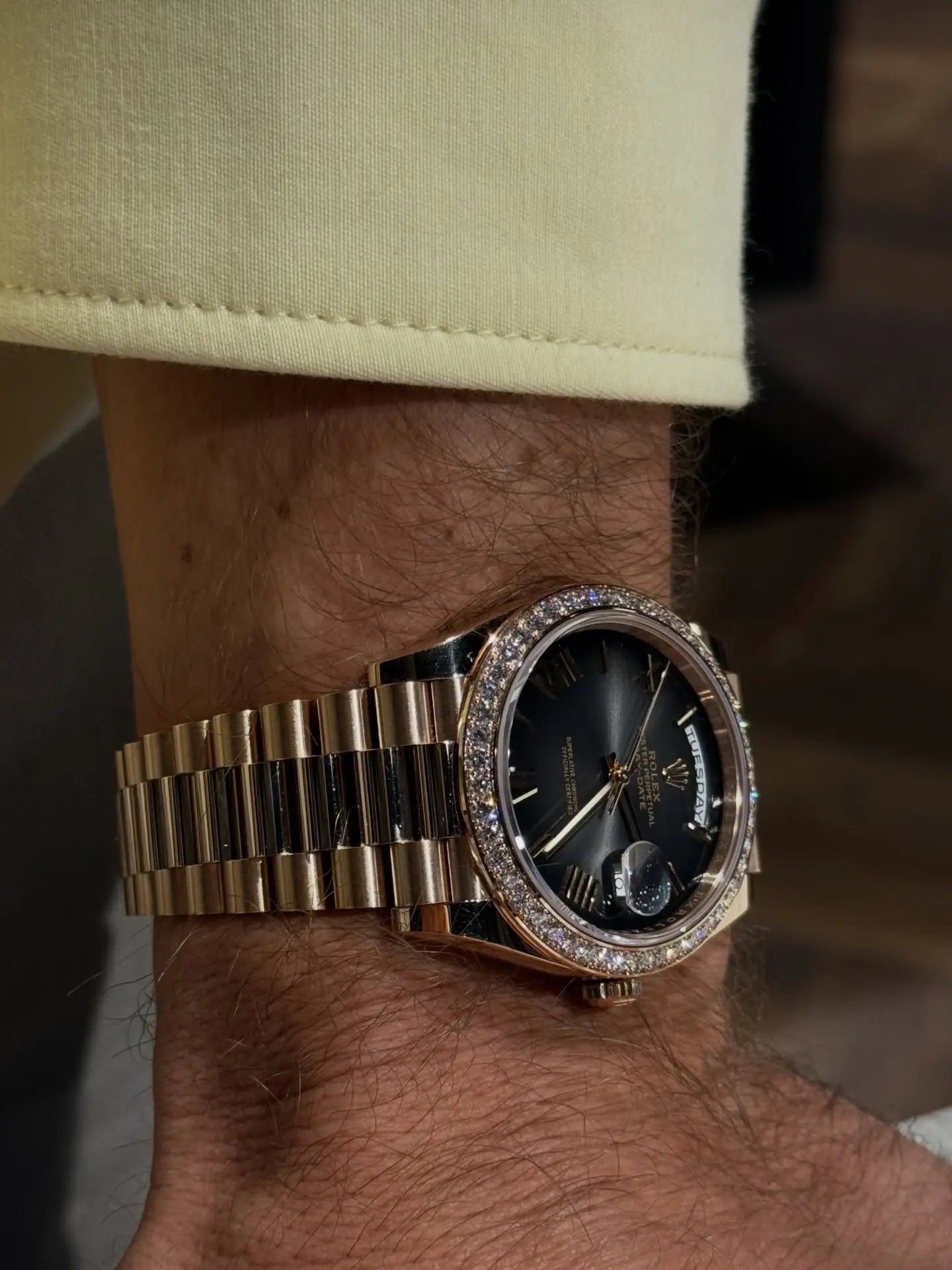 Rolex Day Date Diamond Rosegold Black