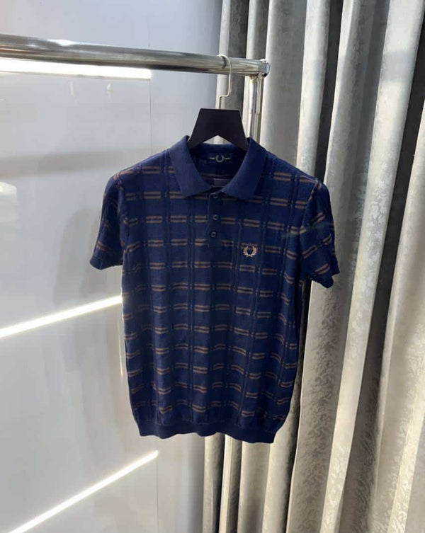 Fredperr y Navy Blue Premium Knitted Polo T-Shirt