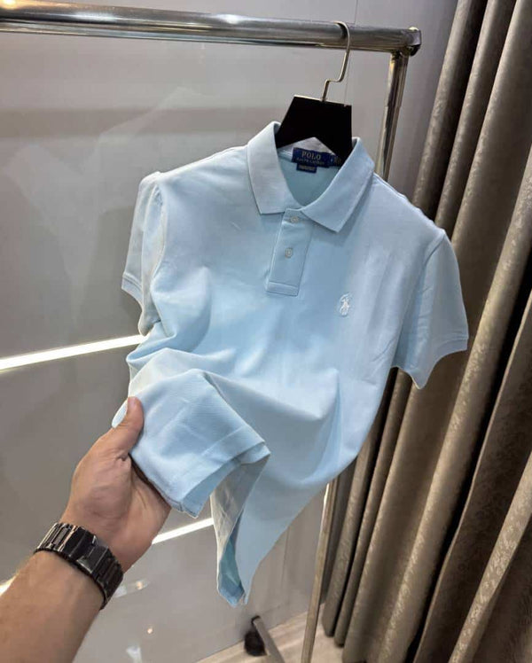 Ralph Laure Sky Blue Embroidery Logo Classic Polo T-Shirt