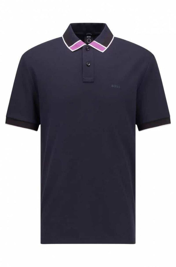 Hugo bos s Navy Blue Collar Logo Premium Polo T-Shirt