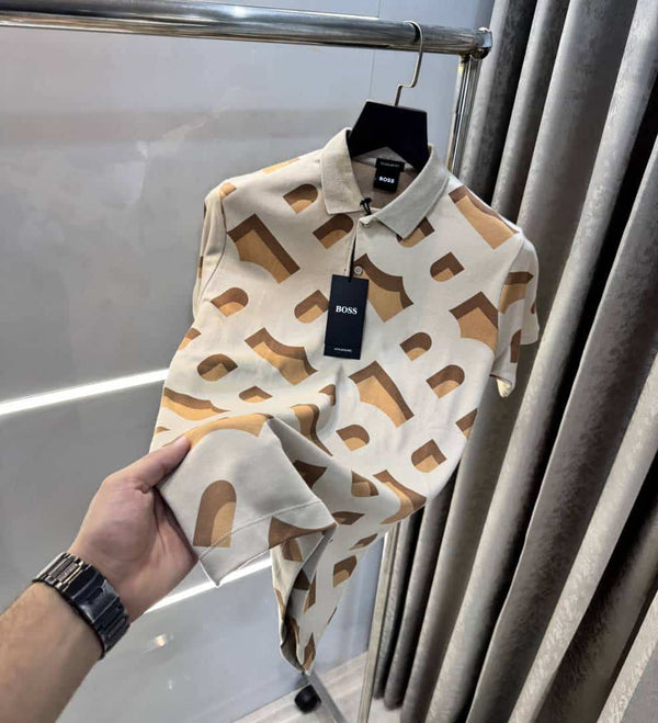 Hugo bos sBeige monogR@M Premium Polo T-Shirt