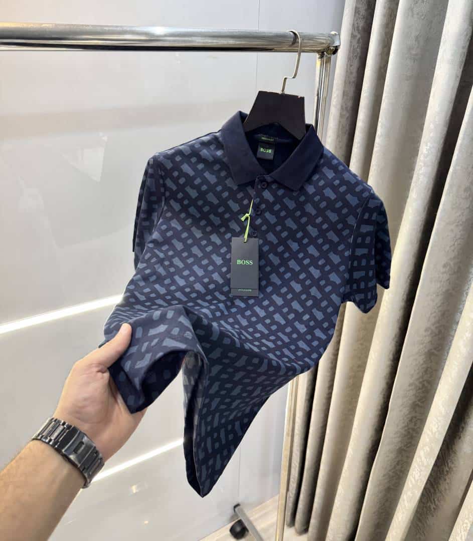 Hugo bos s Navy Blue monogram Premium Polo T-Shirt