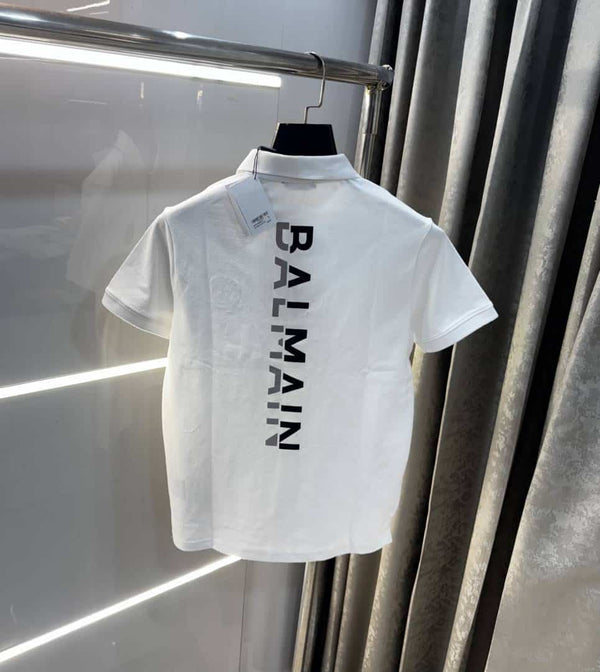 Balmai n Paris White Back Logo Work Imported Polo T-Shirt
