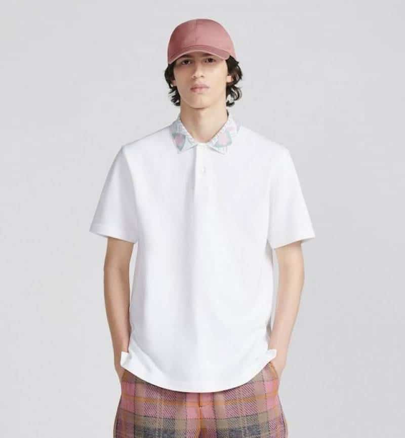 Christian Dio r White Collar Logo Premium Polo T-Shirt Secondary image