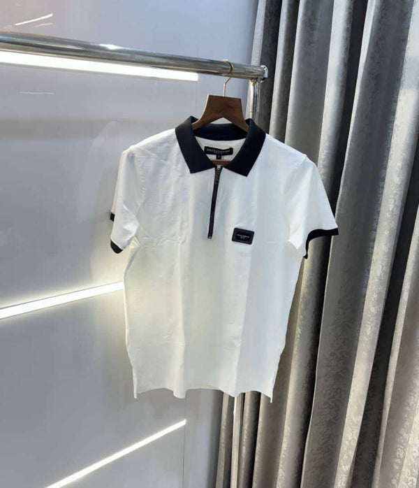 Dolce&Gabbana White B Logo Print Imported Polo T-Shirt With Box Packing