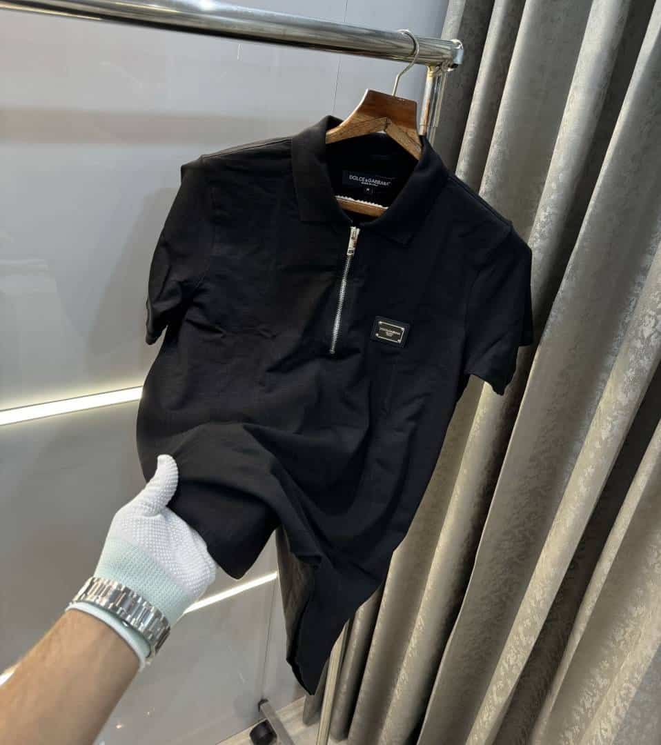 Dolce&Gabbana Black A Steel Logo Imported Polo T-Shirt With Box Packing Main image