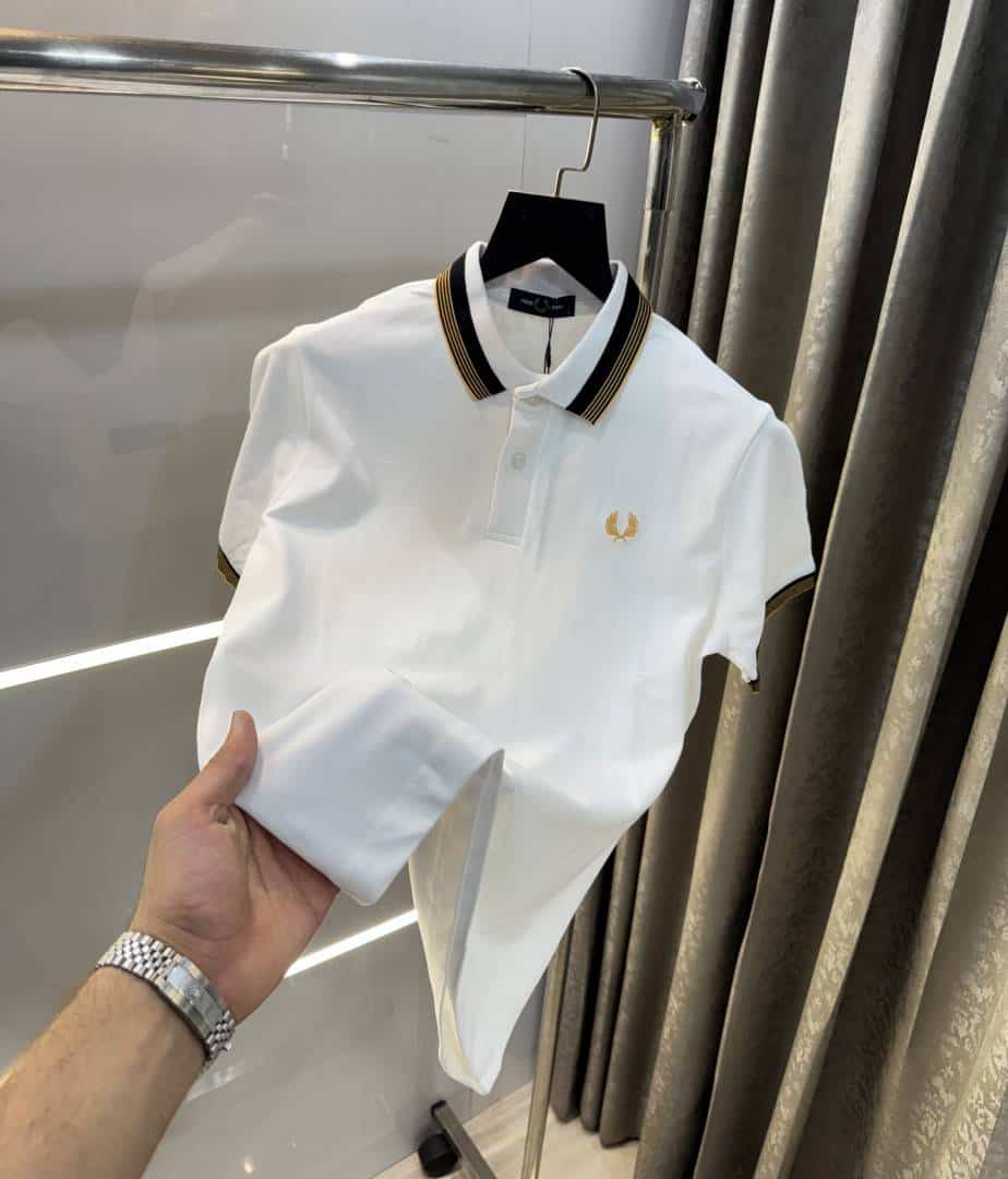 Fredperry White Embroidery Logo Premium Polo T-Shirt