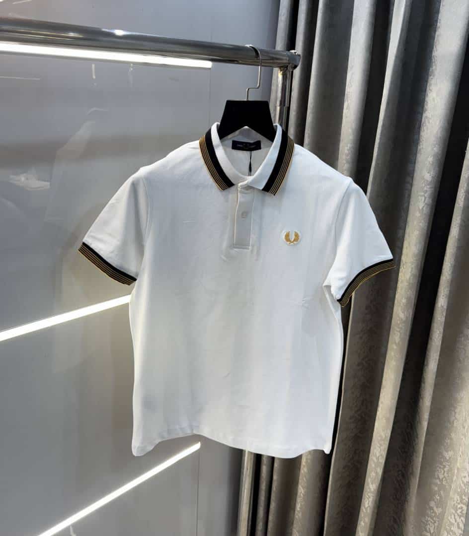 Fredperry White Embroidery Logo Premium Polo T-Shirt