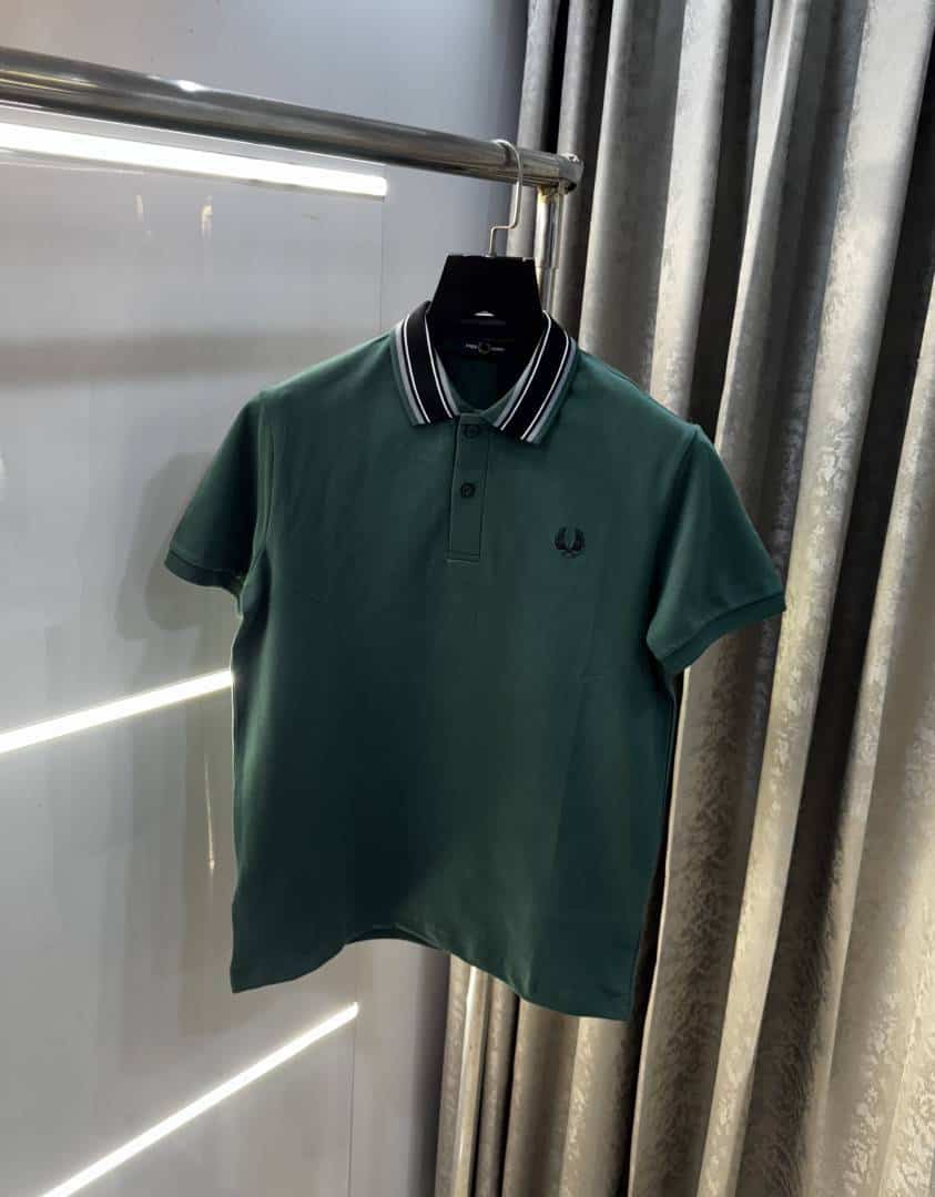 Fredperry Bottle Green Embroidery Logo Premium Polo T-Shirt Secondary image