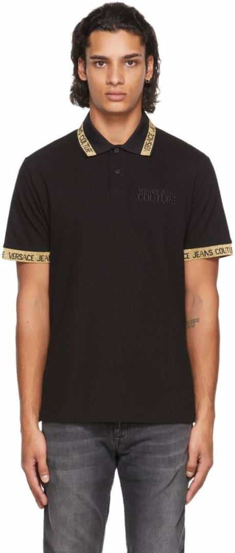 Versace Couture Black Embroidery Logo Imported Polo T-Shirt Main image