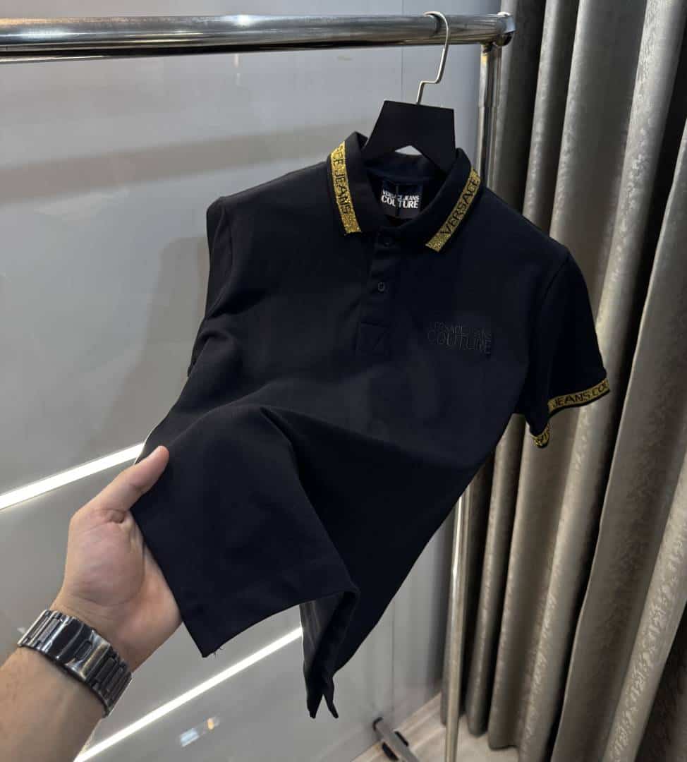 Versace Couture Black Embroidery Logo Imported Polo T-Shirt Secondary image