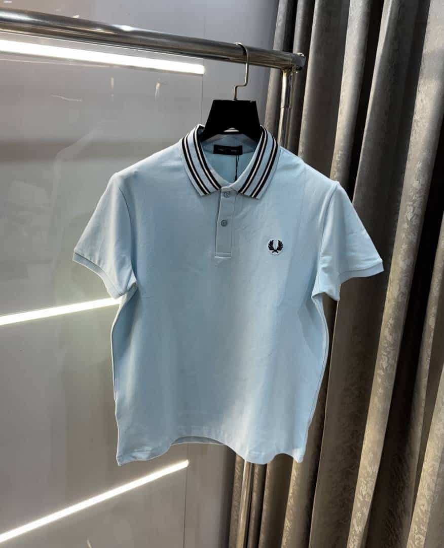 Fredperry Sky Blue Embroidery Logo Premium Polo T-Shirt