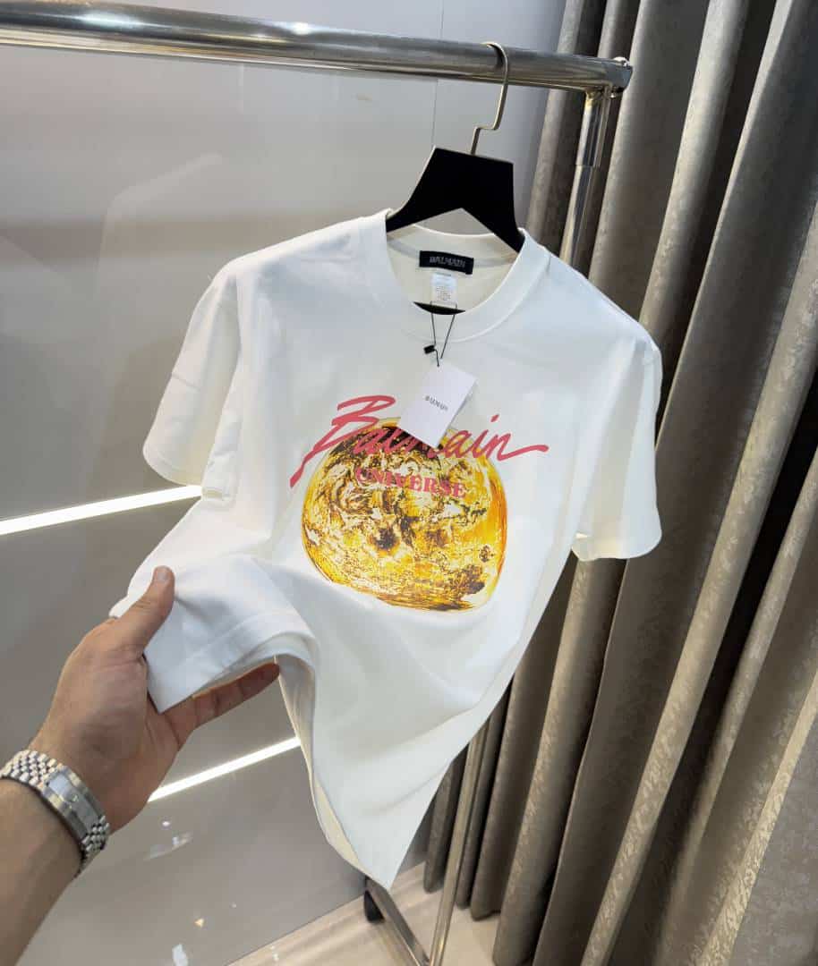 Balmai n Paris White Logo Print Imported Oversized T-Shirt