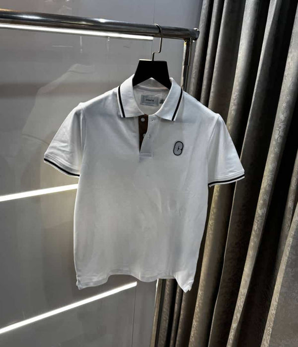 Coac h White Patch Logo Imported Polo T-Shirt