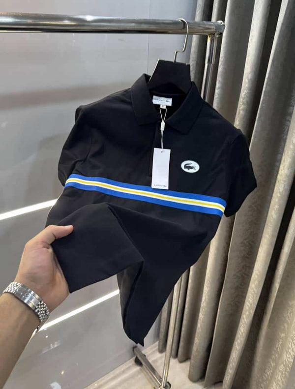 Lacost e Black Embroidery Logo Premium Polo T-Shirt