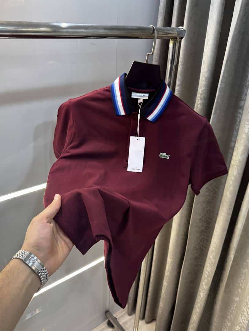 Lacost e Wine Embroidery Logo Premium Polo T-Shirt