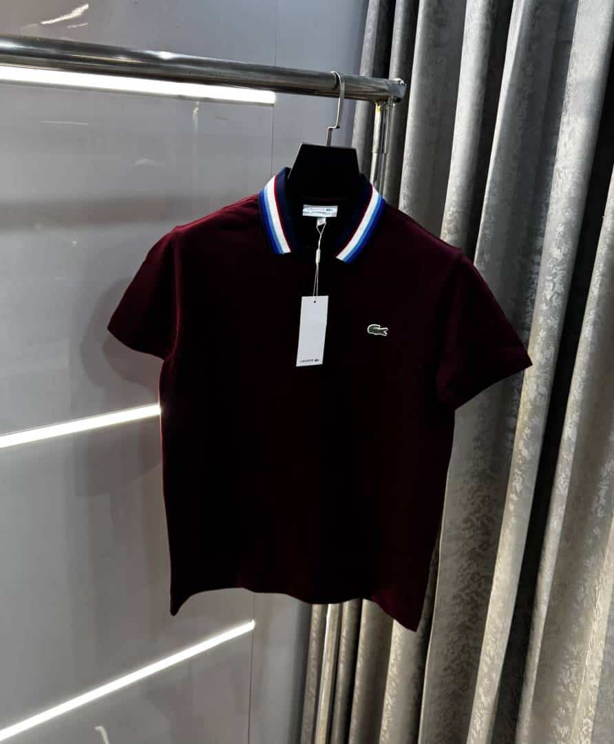 Lacost e Wine Embroidery Logo Premium Polo T-Shirt
