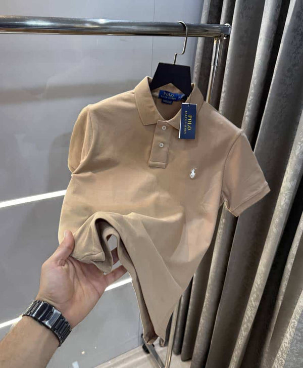 Ralph Lauran Beige Embroidery Logo Classic Polo T-Shirt