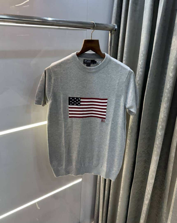 Ralp h lauren Grey Premium Knitted T-Shirt