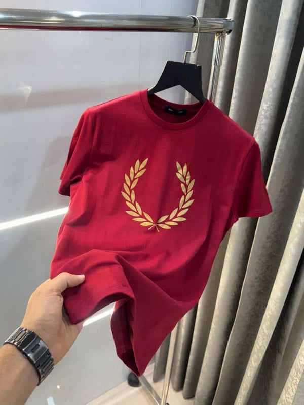 Fredperry Maroon Logo Print Imported T-Shirt