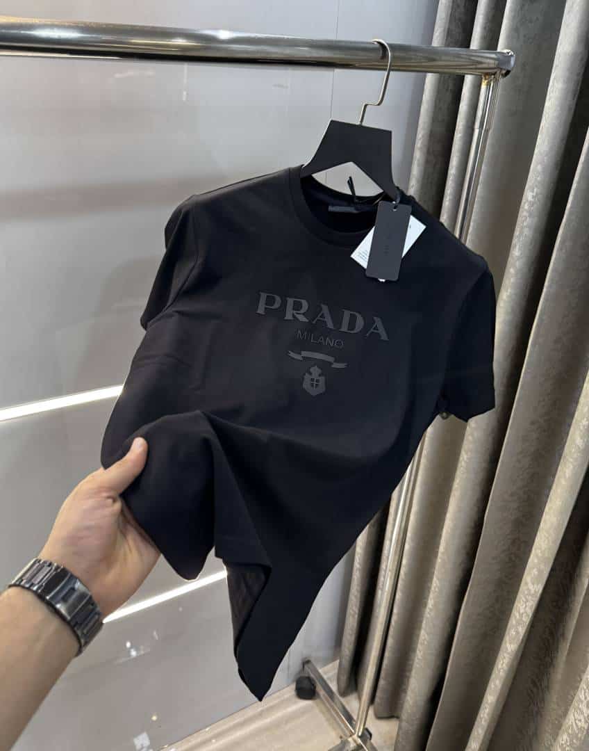 Prad a Milano Black Logo Print Imported T-Shirt