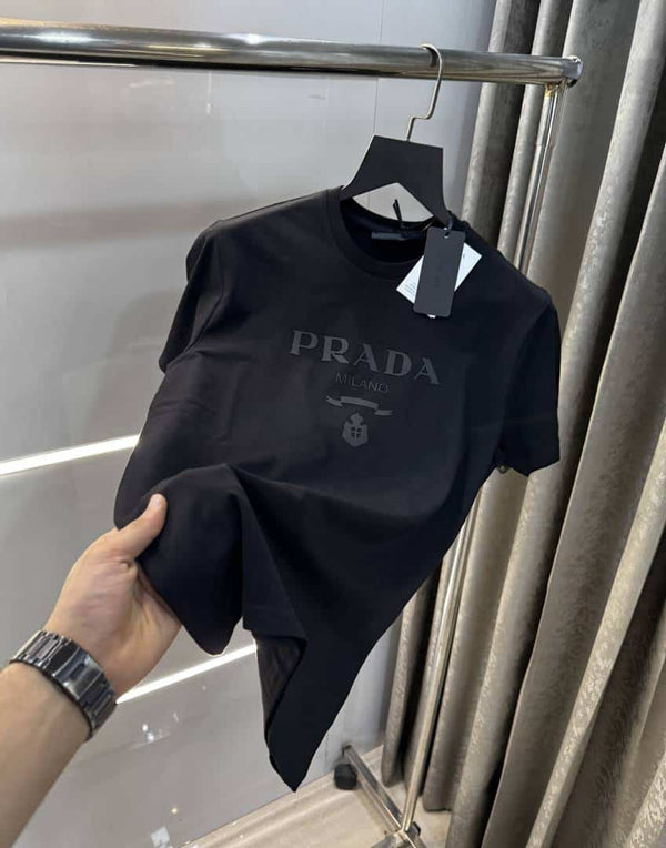 Prad a Milano Black Logo Print Imported T-Shirt