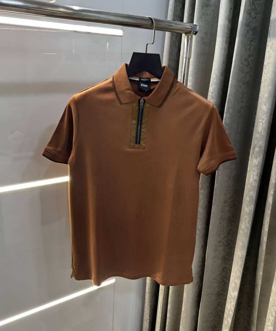 Hugo Boss Brown Zip Premium Polo T-Shirt Secondary image