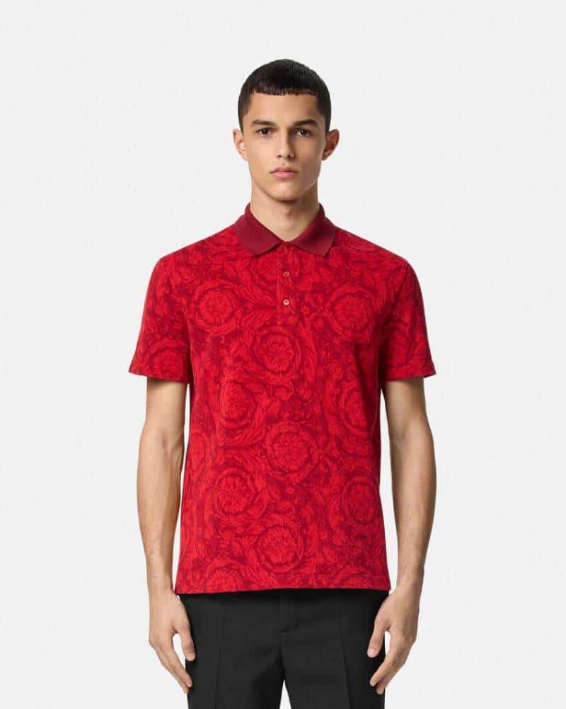 Versac e Couture Red Floral Imported Polo T-Shirt Main image