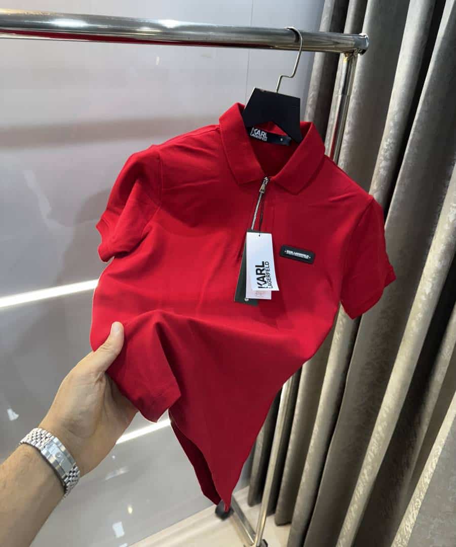Karl Lagerfeld Red Logo Print Premium Polo T-Shirt Main image