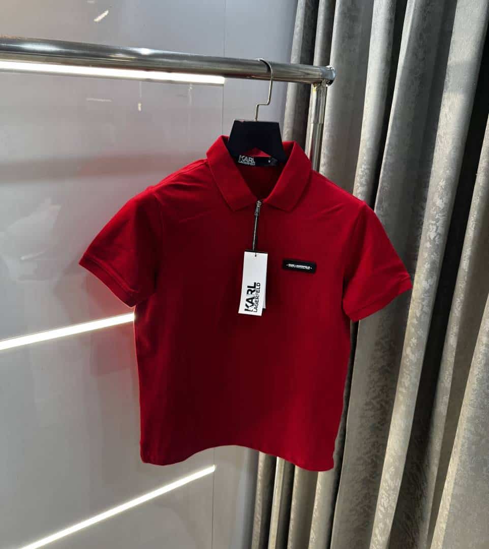 Karl Lagerfeld Red Logo Print Premium Polo T-Shirt Secondary image