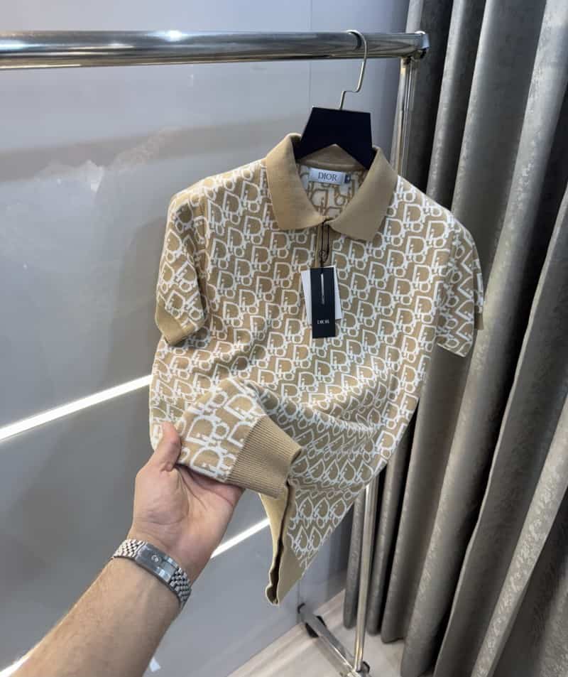 Christian Dio r Beige Knitted Imported Polo T-Shirt Main image