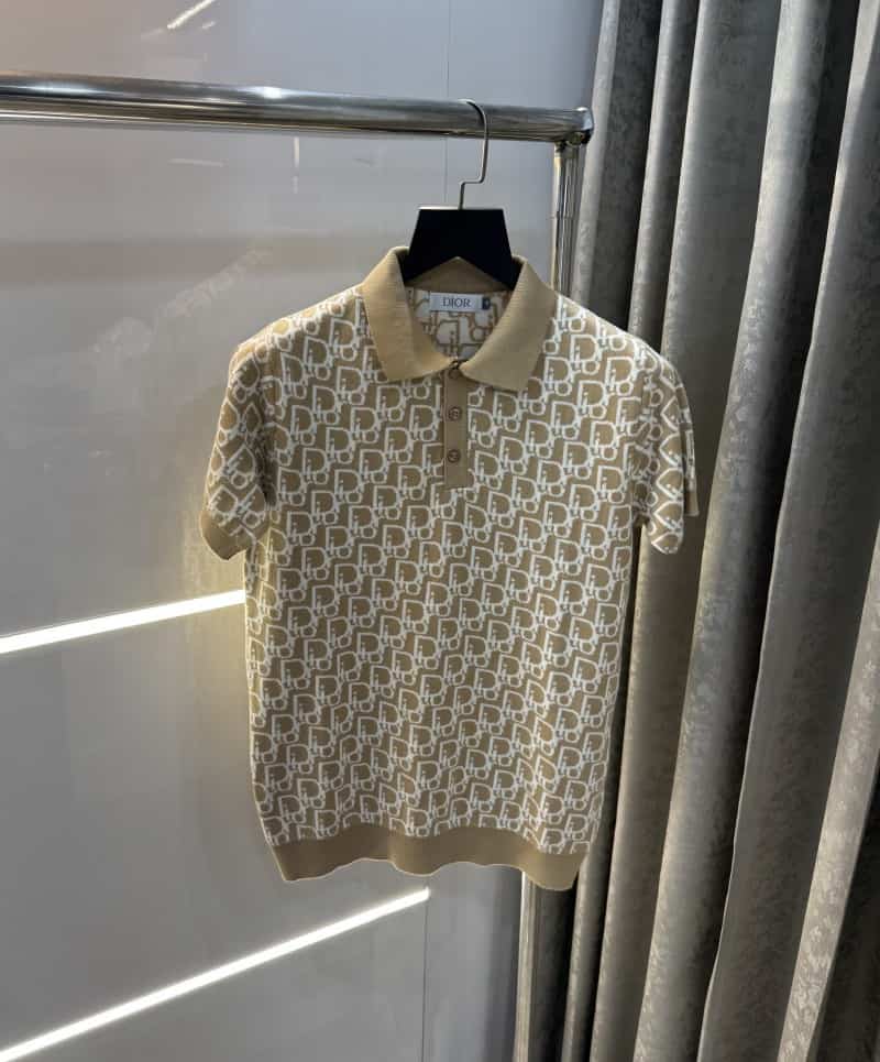 Christian Dio r Beige Knitted Imported Polo T-Shirt Secondary image
