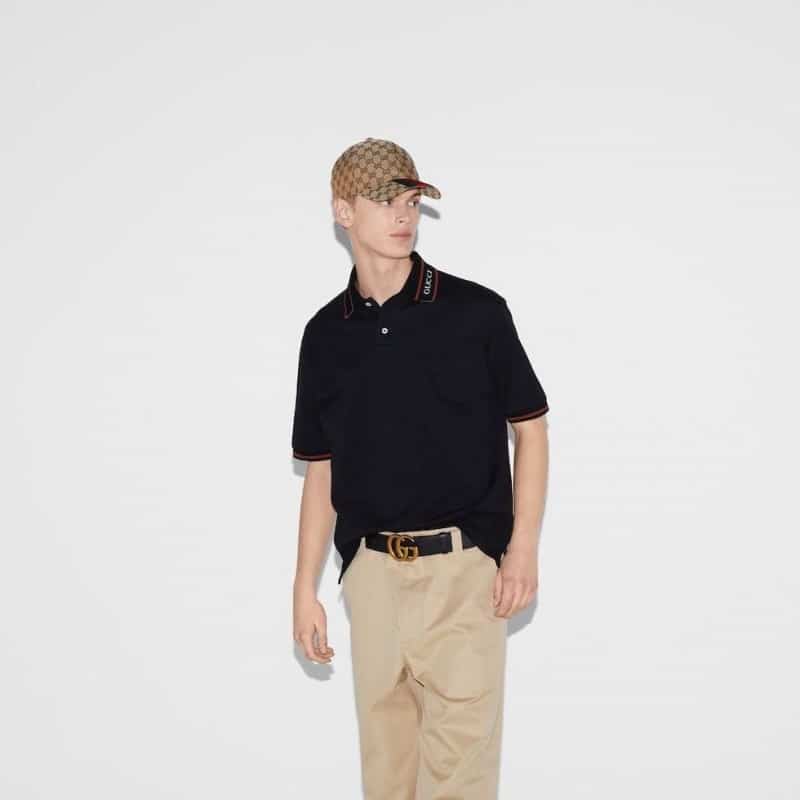 Gucc i Navy Blue Collar Look Imported Polo T-Shirt Main image