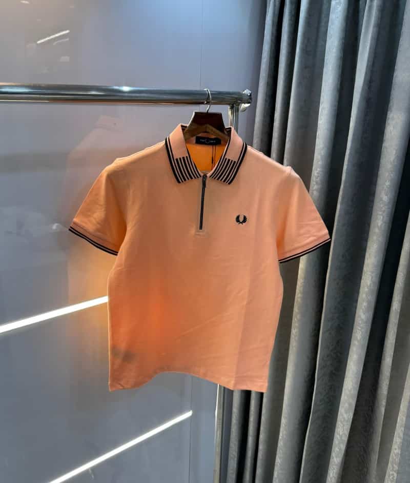Fredperry Orange Embroidery Logo Premium Polo T-Shirt
