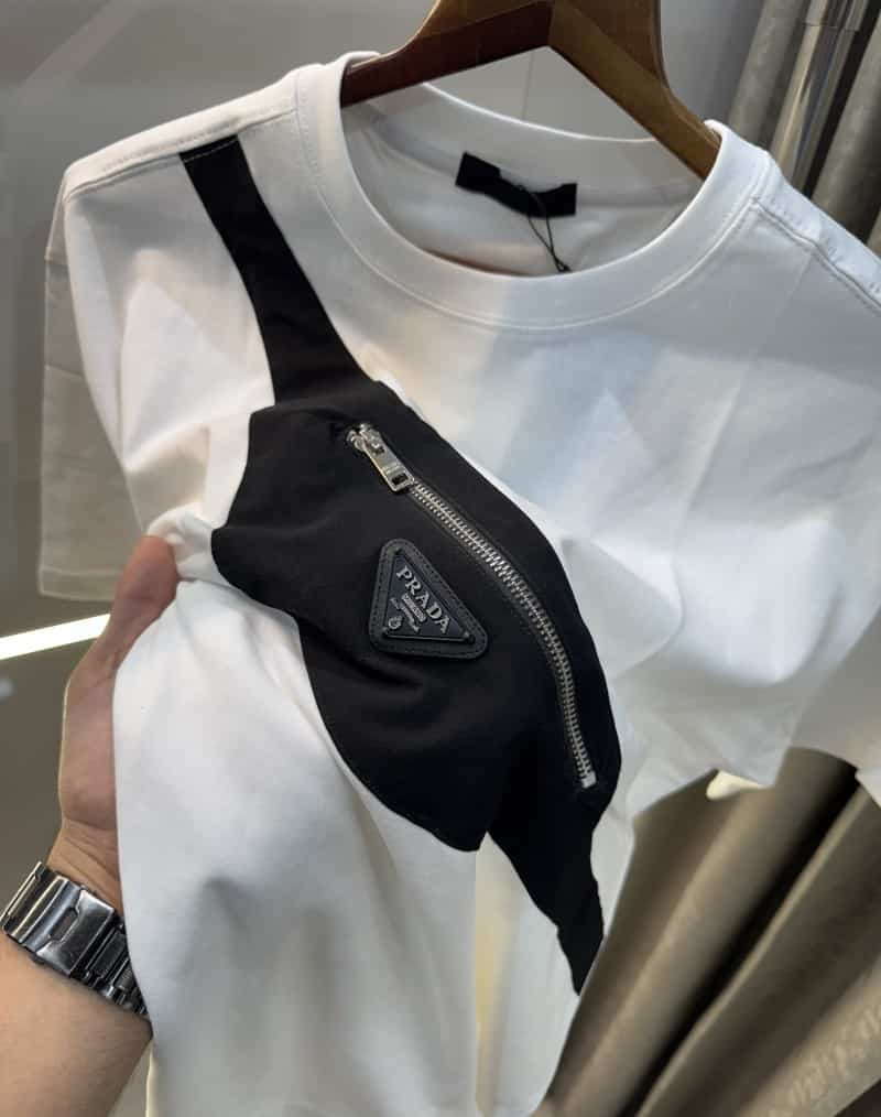 Prad a Milano White Bag Look Imported T-Shirt