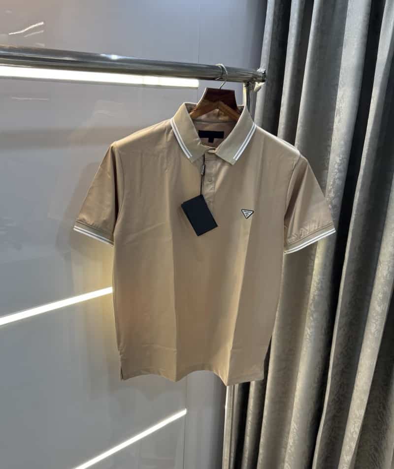 Prad a Milano Beige Patch Logo Imported Polo T-Shirt Secondary image