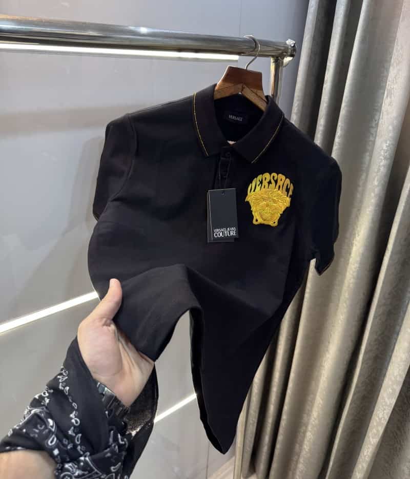 Versac e Couture Black Embroidery Logo Designer Imported Polo T-Shirt Main image