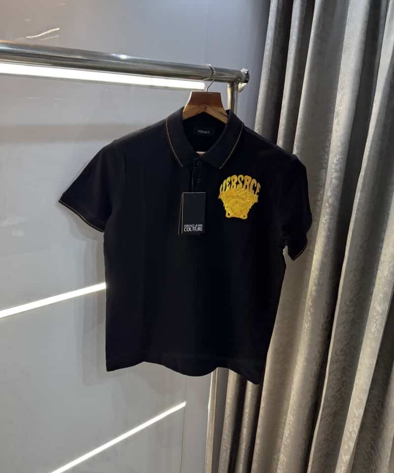 Versac e Couture Black Embroidery Logo Designer Imported Polo T-Shirt Secondary image