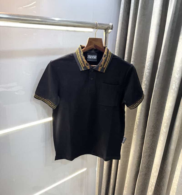 Versac e Couture Black Collar Look Imported Polo T-Shirt