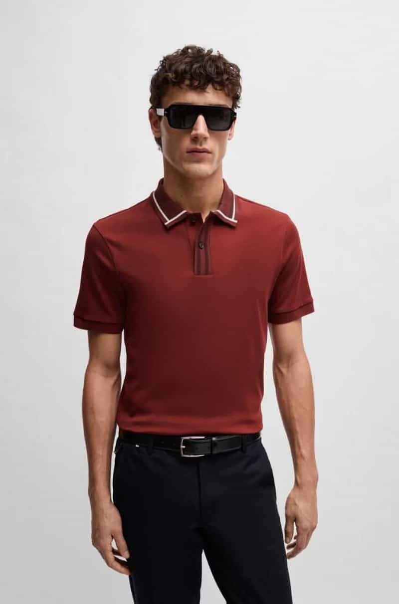 Hugo bos sMaroon Collar Look Classic Polo T-Shirt Main image
