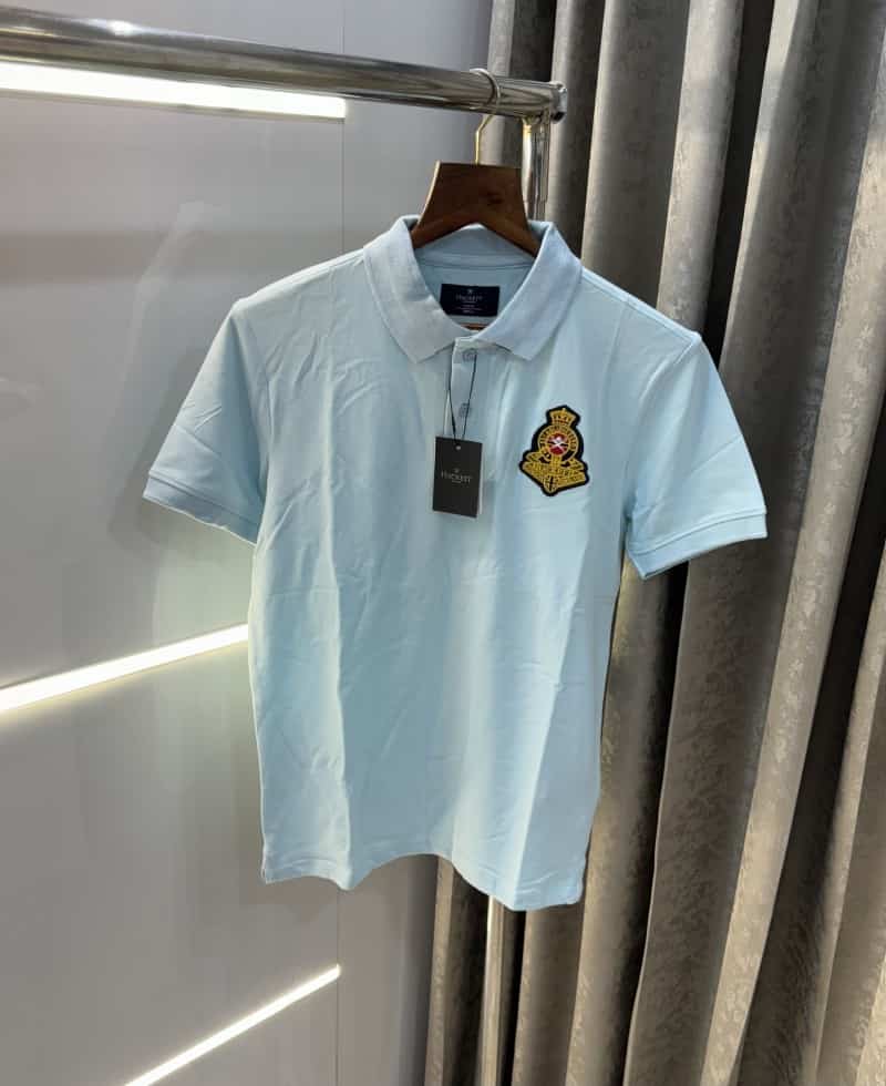 Hacket Sky Blue Embroidery Logo Premium Polo T-Shirt