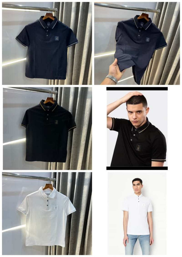 Arman i Exchange White Embroidery Patch Logo Premium Polo T-Shirt