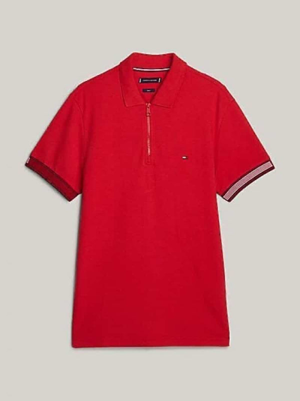 Tommy Hilfiger Red Embroidery Logo Premium Classic Polo T-Shirt