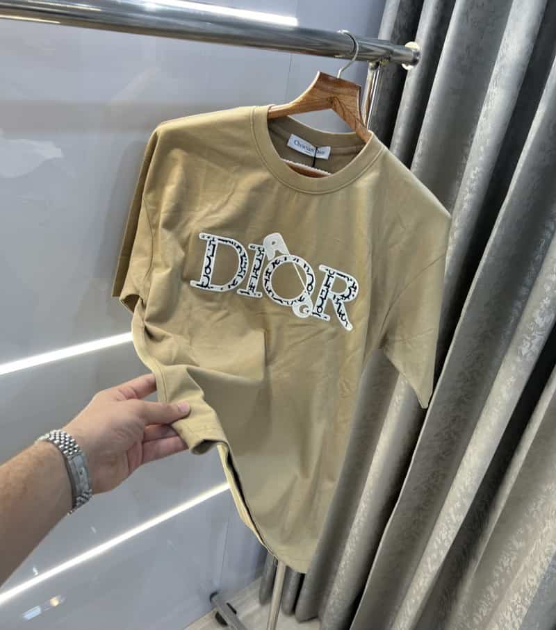 Christian Dio r Beige Embroidery Logo Imported Oversized T-Shirt Main image