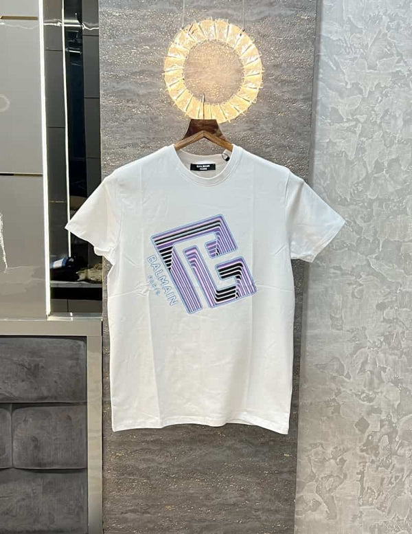 Balmai n Paris White logo Print Premium T-Shirt