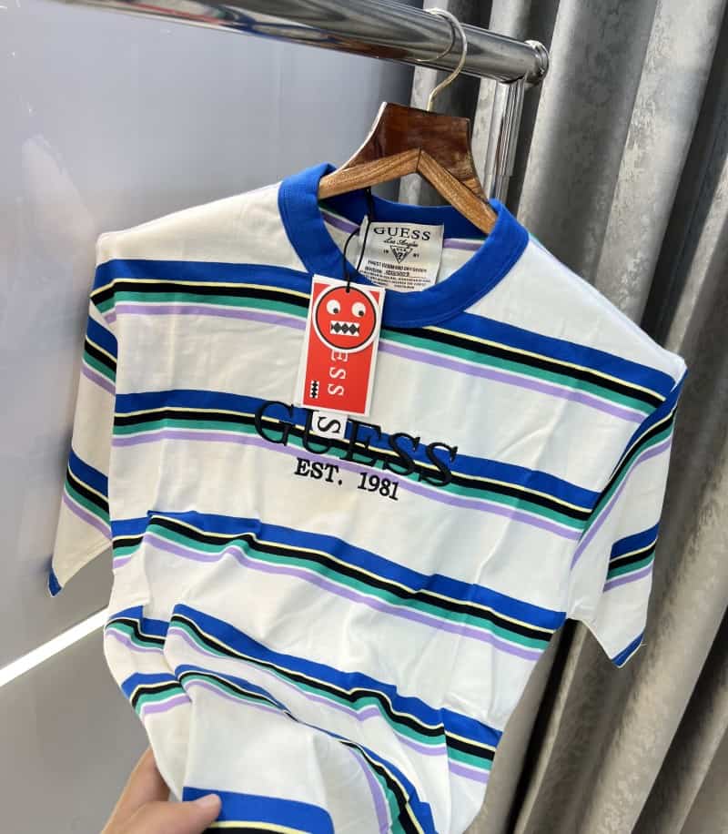Guess Printed White Blue Imported Oversized T-Shirt Secondary image