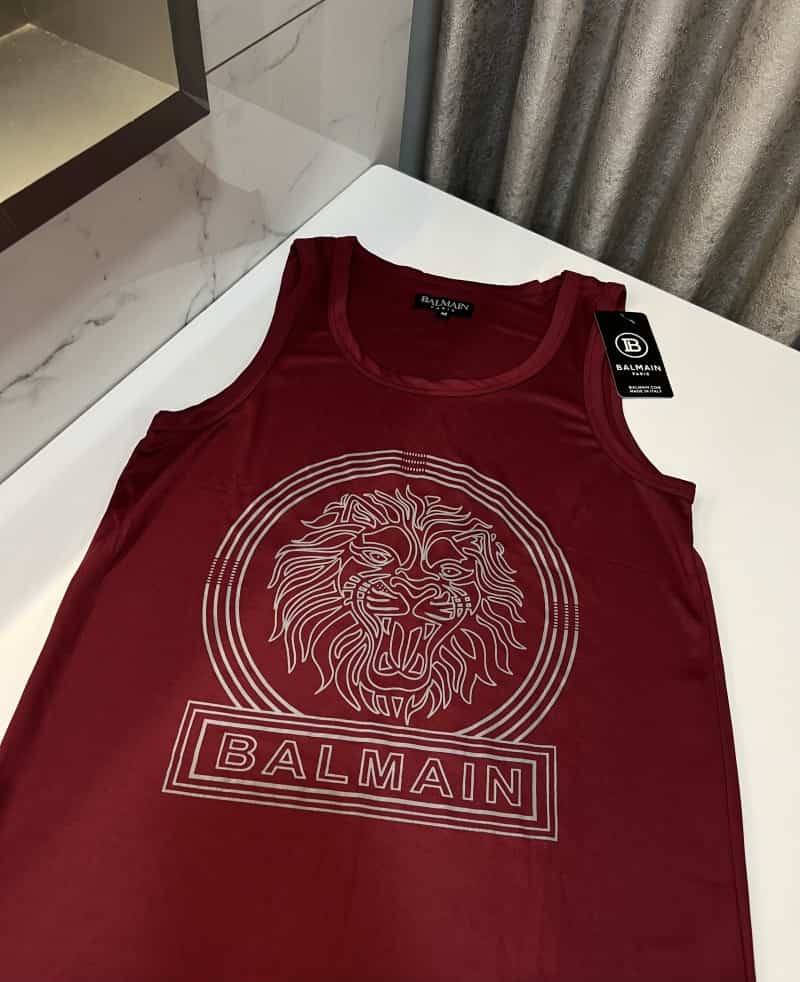 Balmai n Paris Wine Tiger Print Premium Sando Secondary image
